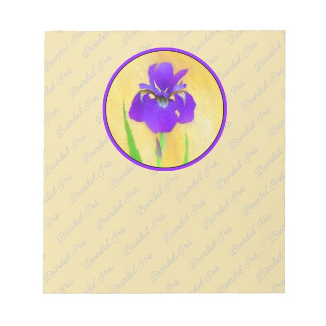 Purple Iris Painting - Original Flower Art Notepad (Front)