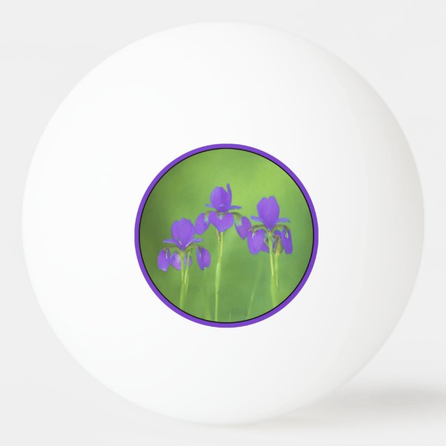 Purple Iris Painting - Original Flower Art Ping Pong Ball (Front)