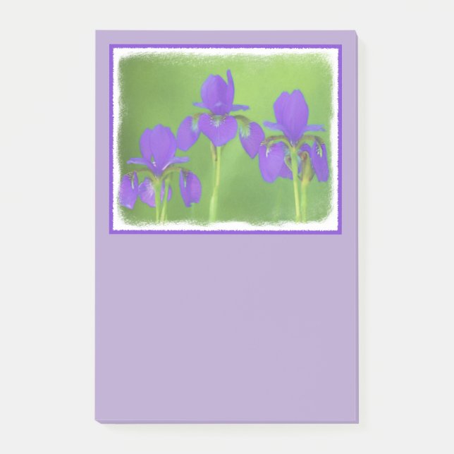 Purple Iris Painting - Original Flower Art Post-it Notes (Front)