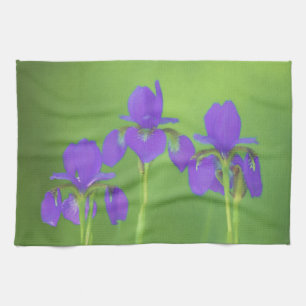 Purple Iris Painting - Original Flower Art Tea Towel