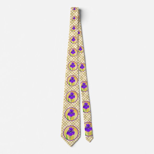 Purple Iris Painting - Original Flower Art Tie (Front)