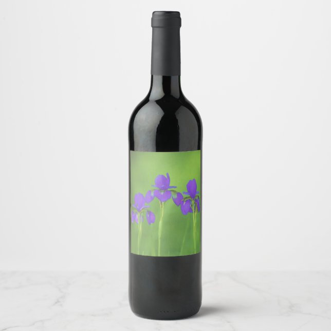 Purple Iris Painting - Original Flower Art Wine Label (Front)
