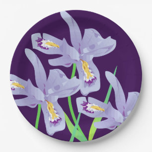 Purple Iris Paper Party Plates