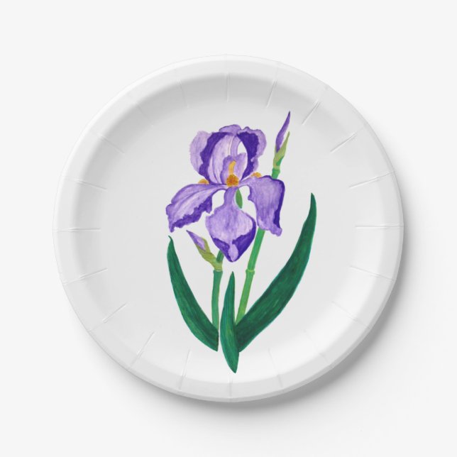 Purple Iris Paper Plate (Front)