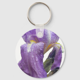 Purple Iris Photograph Key Ring