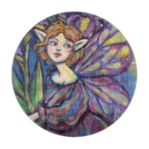 Purple Iris Pixie Girl Cutting Board