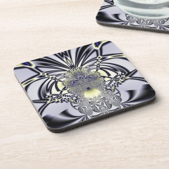 Purple Iris Sacred Geometry Fractal Art Coaster (Left Side)