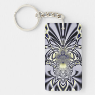 Purple Iris Sacred Geometry Fractal Art Key Ring