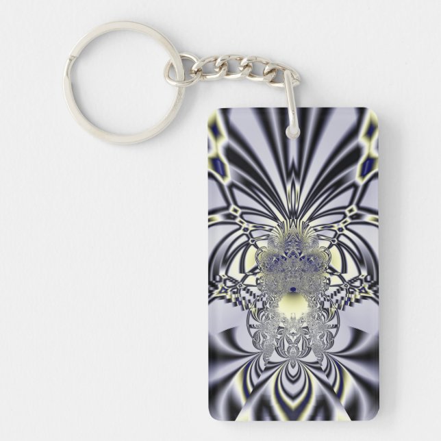 Purple Iris Sacred Geometry Fractal Art Key Ring (Front)