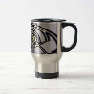 Purple Iris Sacred Geometry Fractal Art Travel Mug