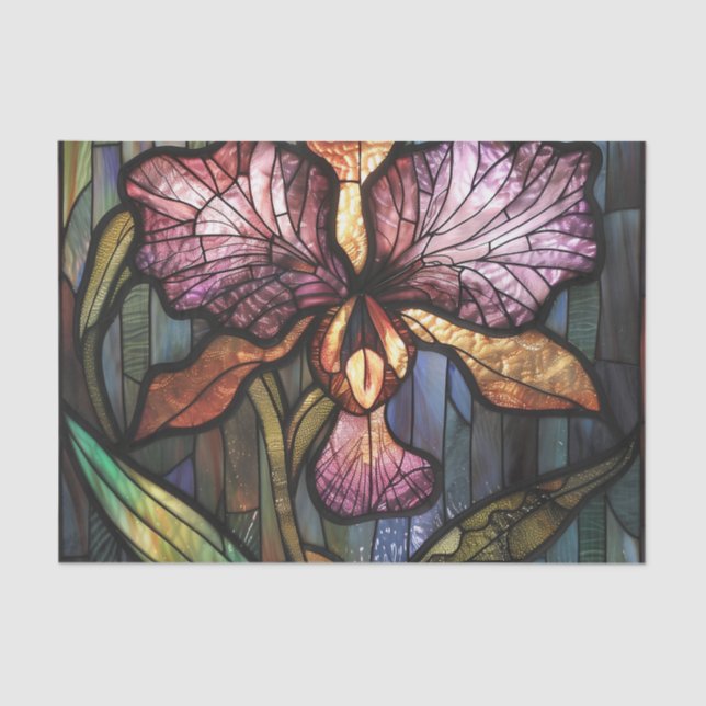 Purple Iris Stained Glass Tissue Paper (Front)