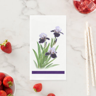 Purple Iris Trio Floral Botanical Paper Napkin