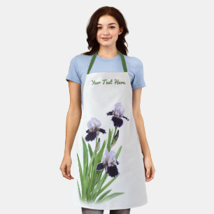 Purple Iris Trio Floral Botanical Personalized Apron