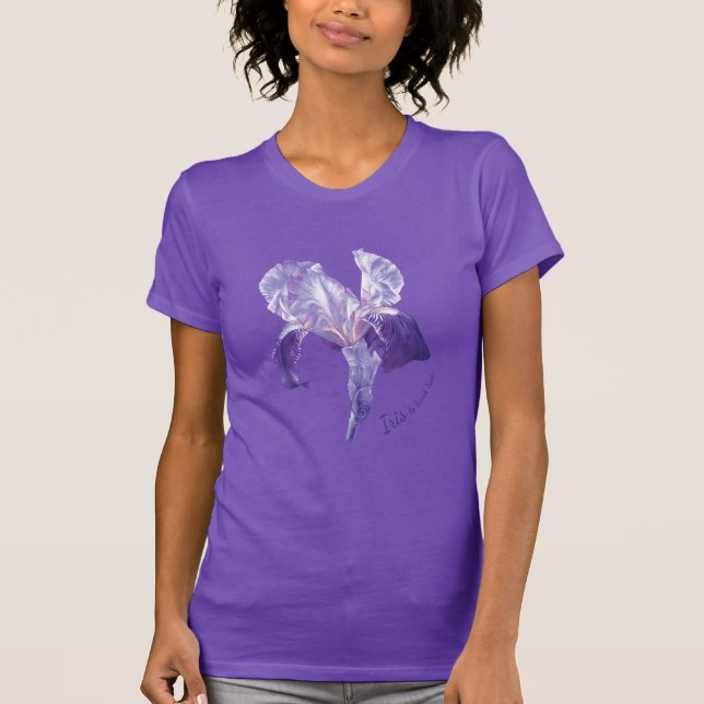 Purple Iris watercolor art t-shirt (Front)