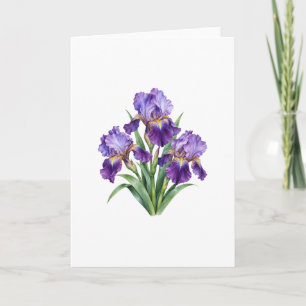 Purple Iris Watercolor Floral Card