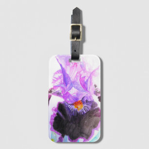 Purple Iris Watercolor Flower Floral Birthday Luggage Tag