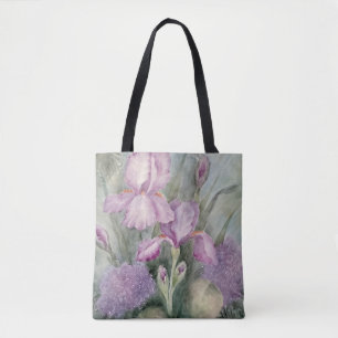 Purple Iris Watercolor Tote Bag