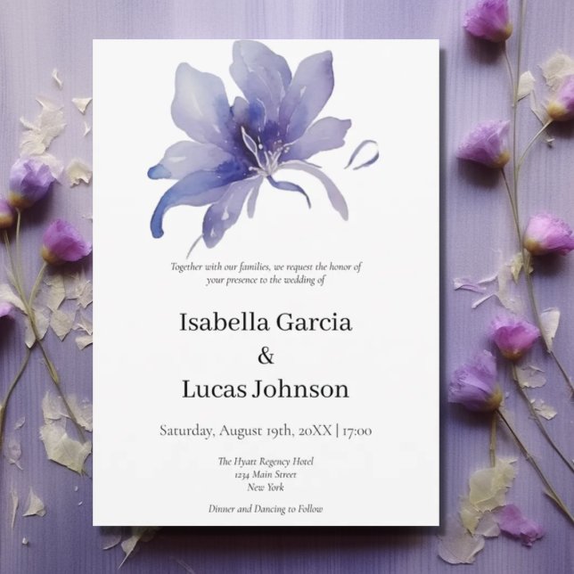 Purple Iris Watercolor Wedding Invitation (Creator Uploaded)