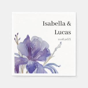 Purple Iris Watercolor Wedding Napkin