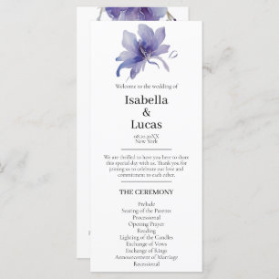 Purple Iris Watercolor Wedding Program