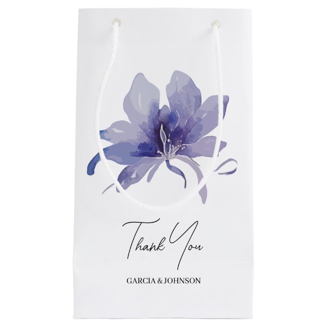 Purple Iris Watercolor Wedding Small Gift Bag (Front)