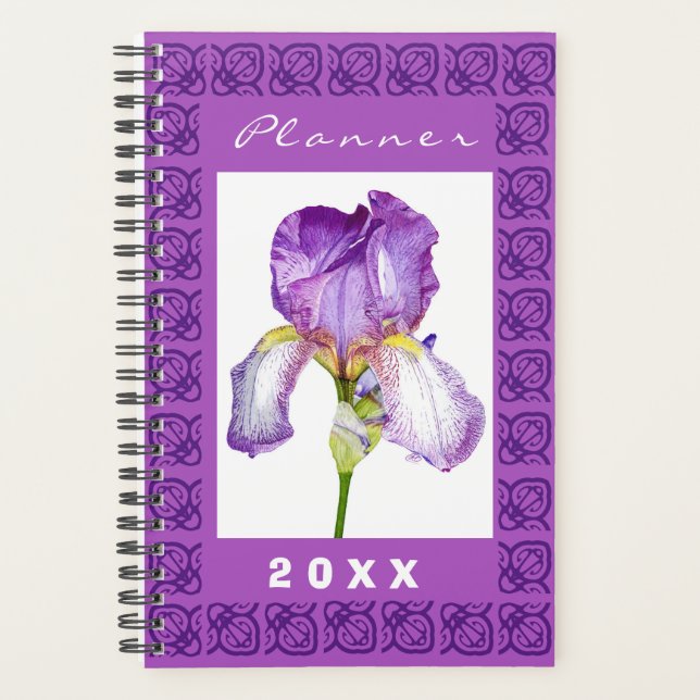 Purple Iris | Watercolour Floral Art Planner (Front)