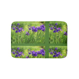 Purple Irises Botanical Floral Art Bath Matt Mat
