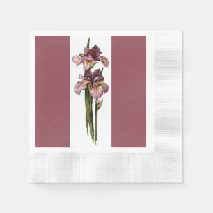 Purple Irises Dark Pink Paper Napkin