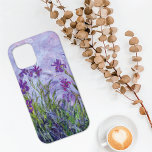 Purple Irises Floral Landscape Claude Monet iPhone 12 Case<br><div class="desc">An iPhone 12 case with the painting by the French artist Claude Monet (1840-1926),  Purple Irises (c. 1917). Swaying purple flowers with a mottled lilac background.</div>