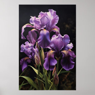 Purple Irises Flower Art Print Poster
