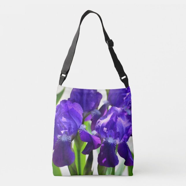 Purple Irises Iris Flower Crossbody Bag (Back)
