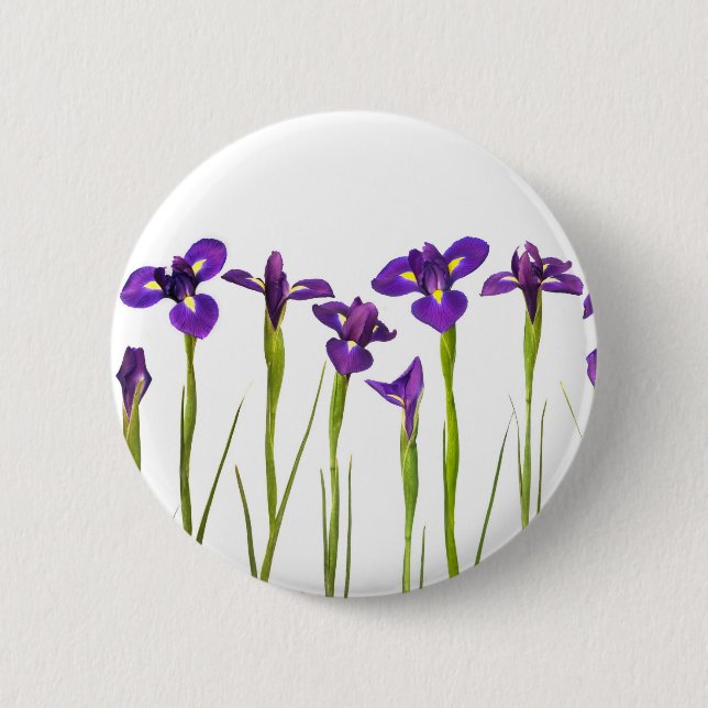 Purple Irises - Iris Flower Customised Template 6 Cm Round Badge (Front)