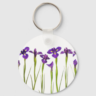 Purple Irises - Iris Flower Customised Template Key Ring