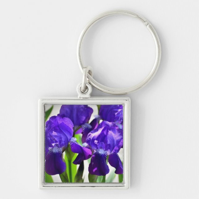 Purple Irises Iris Flower Key Ring (Front)