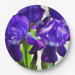 Purple Irises Iris Flower Paper Plate