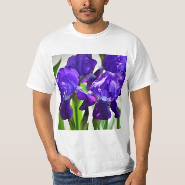 Purple Irises Iris Flower T-Shirt (Front)