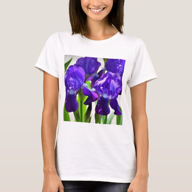 Purple Irises Iris Flower T-Shirt (Front)