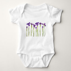 Purple irises isolated on a white background baby bodysuit