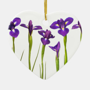 Purple irises isolated on a white background ceramic tree decoration