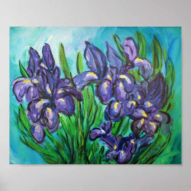 Purple Irises Modern Art Painting Poster Prints (Front)