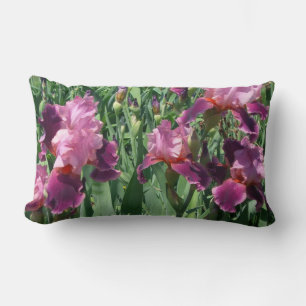 Purple Irises Spring Floral Lumbar Cushion