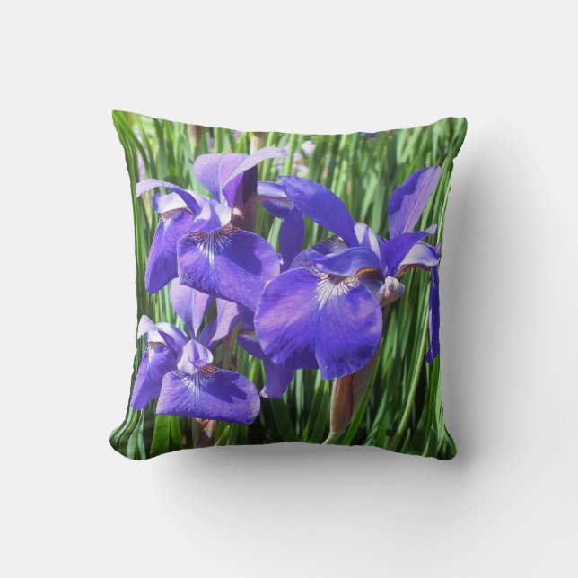 Purple Irises Throw Pillow (Front)