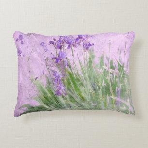 Purple Irises Watercolor - Decorative Cushion
