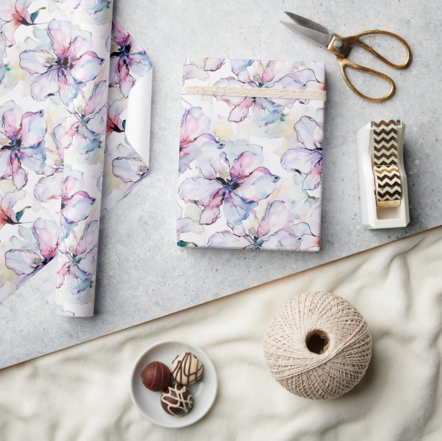Purple Island Flowers Birthday Wrapping Paper (Crafts)