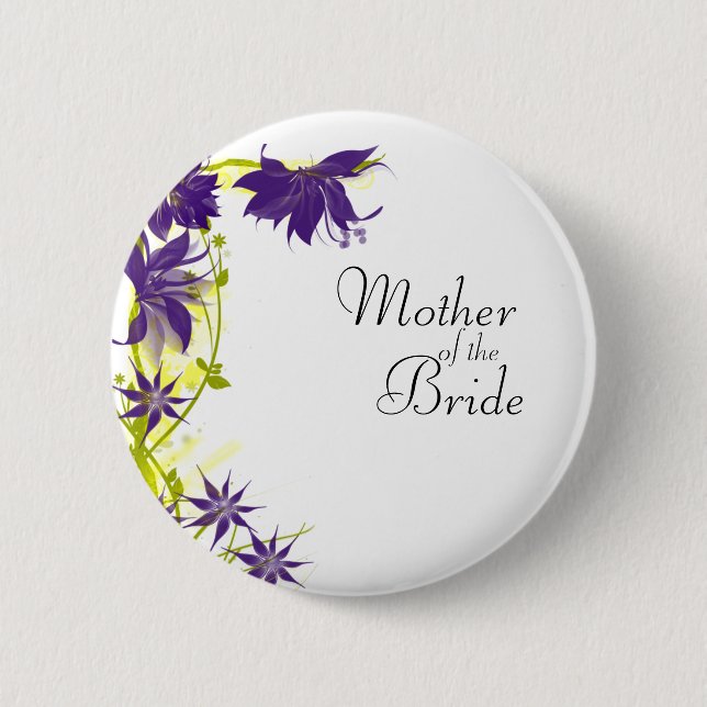 Purple Island Wedding Flowers Mother of the Bride 6 Cm Round Badge (Front)