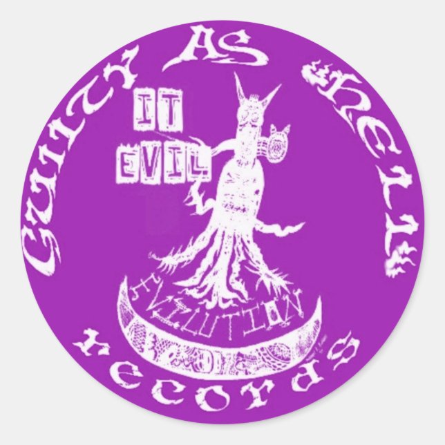 PURPLE "It Evil" Classic Round Sticker (Front)
