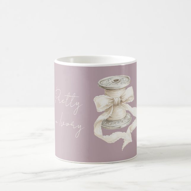 Purple Ivory Ribbon Coffee Mug (Center)