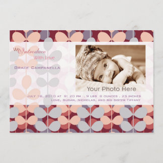 Purple ivy baby girl birth announcement