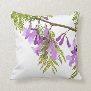 Purple Jacaranda flower on sky background Cushion