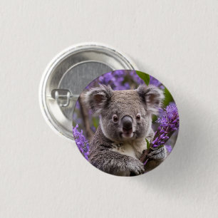 Purple Jacaranda Koala Bear, 3 Cm Round Badge